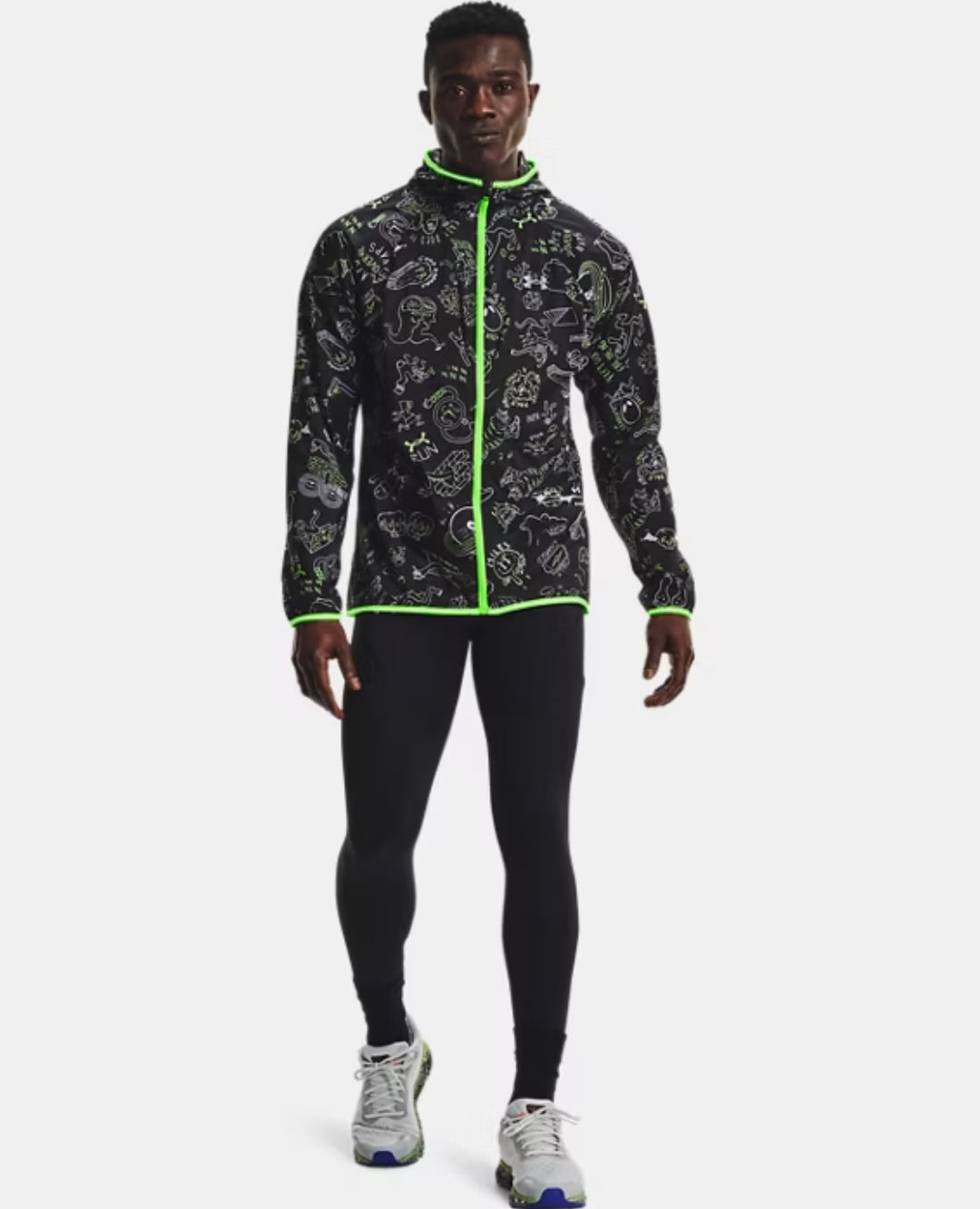 Under Armour Run Hundred Packable Windrunner - Black/Neon
