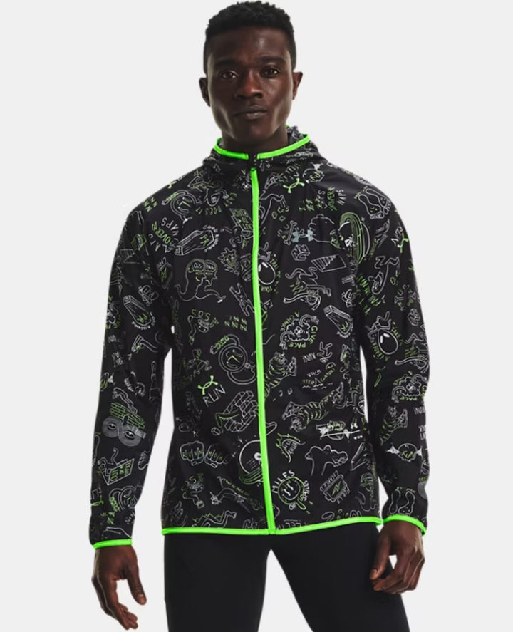 Under Armour Run Hundred Packable Windrunner - Black/Neon