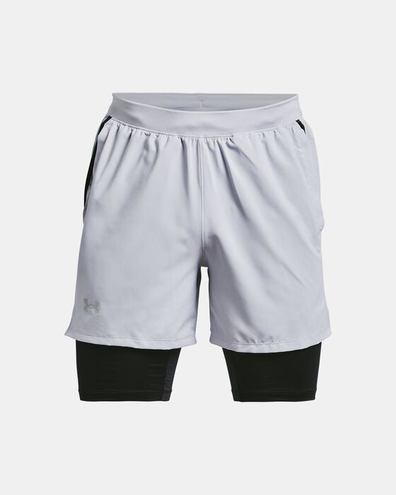 Under Armour 5Inch 2-In-1 Launch Elite Shorts - Light Grey/Black